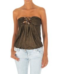 Met - Sleeveless T-Shirt With Wide Knit Top Effect 10Dmt0084 - Lyst
