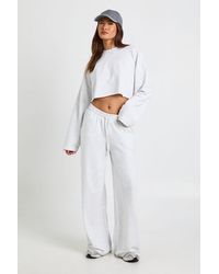 Boohoo - Boxy Crop Sweatshirt Tracksuit - Lyst