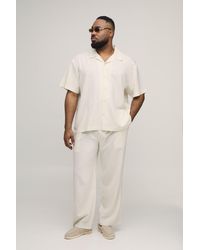 BoohooMAN - Plus Linen Blend Oversized Fit Shirt & Trouser Set - Lyst