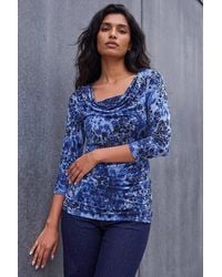 Roman - Shadow Floral Cowl Neck Top - Lyst
