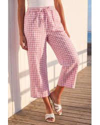 Roman - Gingham Tie Waist Cropped Trouser - Lyst