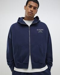 River Island - Hoodie Oversized Fit Palais Zip Through Cotton - Lyst