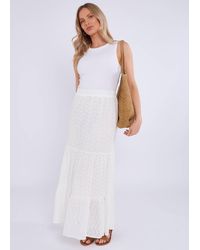 Gini London - Cotton Broderie Skater Maxi Skirt - Lyst