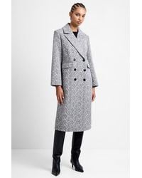 French Connection - Double Breasted Structured Herringbone Coat - Lyst