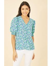 Yumi' - Ditsy Print Puff Sleeve Top - Lyst