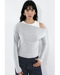 Hiccup - Viscose Blend Layered Long-Sleeve T-Shirt With Asymmetric Neckline - Lyst