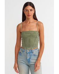 Dilvin - Ribbed Square-Neck Crop Top - Lyst