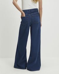 River Island - Wide Leg Jeans High Waisted Soft Cotton - Lyst