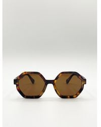 SVNX - Tortoiseshell Oversized Hexagon Frame Sunglasses - Lyst