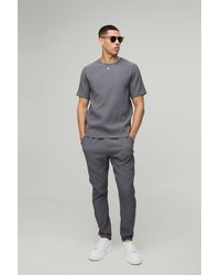 BoohooMAN - Regular Fit Pleated T-Shirt And Slim Tapered Jogger Set - Lyst