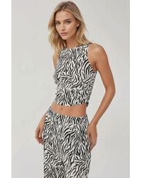 Hiccup - Slim Fit Zebra Print Crew Neck Top - Lyst
