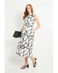 PRINCIPLES - Geo Print Cotton Wrap Front Midi Dress - Lyst