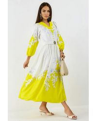 Msn-Collection - Floral Maxi Dress With V-Neck And Button Detail - Lyst