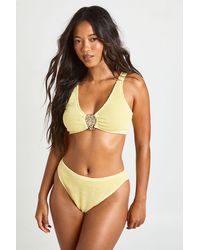 Boohoo - Crinkle Detail Scoop Bikini Top And High Waist Bottom Set - Lyst