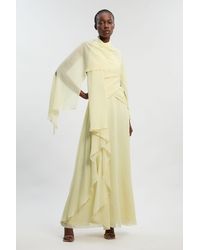 Karen Millen - Crinkle Cross Front Georgette Woven Maxi Dress - Lyst