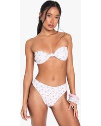 Boohoo - Swimwear Essentials Ditsy Floral High Waisted Bikini Bottoms - Lyst