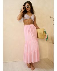Gini London - Viscose Tiered Skater Maxi Skirt - Lyst