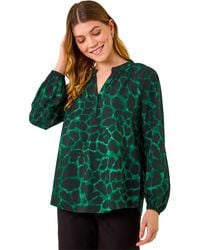 Roman - Animal Print V-Neck Top - Lyst