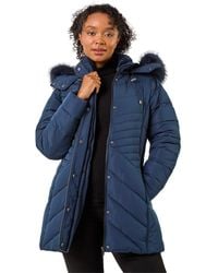 Roman - Petite Hooded Longline Quilted Coat - Lyst