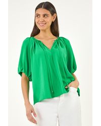 Roman - Tie Front Raglan Sleeve Top - Lyst