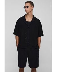 BoohooMAN - Tall Relaxed Fit Linen Revere Shirt & Short Set - Lyst