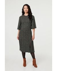Izabel London - Ditsy Floral Angel Sleeve Midi Dress - Lyst