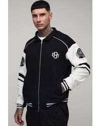 BoohooMAN - Tall Boxy Fit Collared Colour Block Varsity Jersey Jacket - Lyst