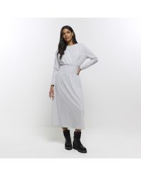 River Island - T-Shirt Midi Dress Shirred Waist - Lyst