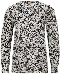 BOSS - V-Neck Long Sleeve Blouse - Lyst