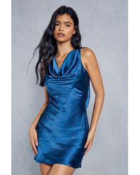MissPap - Premium Satin Cowl Strap Detail Slip Dress - Lyst
