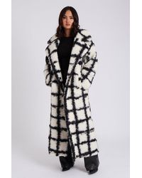 Urban Bliss - Mono Check Borg Coat - Lyst