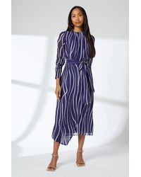 PRINCIPLES - Spot Pleat Neck Drape Midi Dress - Lyst