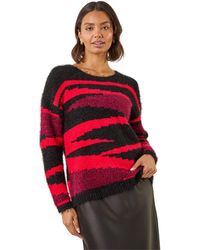 Roman - Fluffy Colour Block Knit Jumper - Lyst