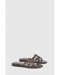 Boohoo - Cut Out Flat Sliders - Lyst