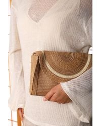 Where's That From - Alto Raffia Fold Over Clutch Bag - Lyst