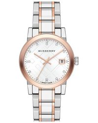 Burberry - Bu9127 Zilverkleurige Wijzerplaat Tweekleurig Dameshorloge - Lyst