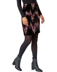 Roman - Embellished Sequin Velvet Stretch Skirt - Lyst