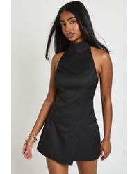 Boohoo - Crepe Halterneck Fitted Top - Lyst