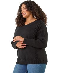 Roman - Curve Stitch V-Neck Knit Jumper - Lyst