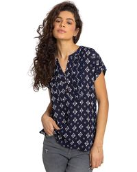 Roman - Aztec Print Button V-Neck Detail Top - Lyst