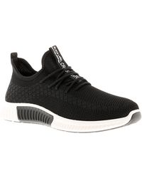 Crosshatch - Mesh Upper Lace Up Trainer With Knit Effect And Woven Branded Taping To Tongue - Lyst