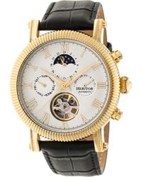Heritor - Winston Semi-Skeleton Leather-Band Watch - Lyst