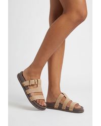 Boohoo - Faux Suede Buckle And Stud Detail Sliders - Lyst