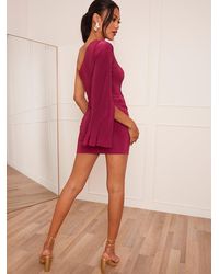 Chi Chi London - One-Shoulder Long Sleeve Mini Dress - Lyst