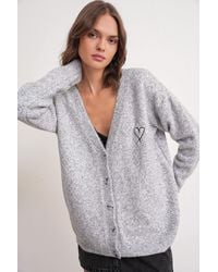 MixRay - Oversized Knit Cardigan With Heart Detail - Lyst