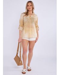 Gini London - Denim Look Roll Up Sleeves Oversized Top - Lyst