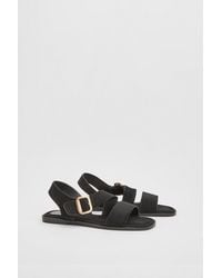 Wallis - Sandie Faux Suede Buckle Detail Asymmetrical Flat Sandals - Lyst