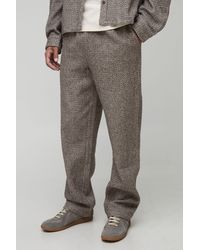 BoohooMAN - Tall Relaxed Leg Brushed Herringbone Pants - Lyst