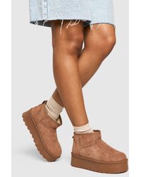 Boohoo - Platform Ultra Mini Cosy Boots - Lyst