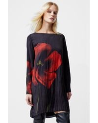 French Connection - Oversized Long Sleeve Chiffon Floral Mini Dress - Lyst